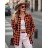 image:imageZeagoo Womens Plaid Flannel Shirt Long Sleeve Top Casual Button Down Blouse  Flannel Plaid ShirtCotton FabricLoose Fit BlouseBusiness Casual Outfits2026 Fashion Fall Western Shacket JacketOrange Black