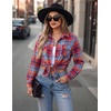 image:imageZeagoo Womens Plaid Flannel Shirt Long Sleeve Top Casual Button Down Blouse  Flannel Plaid ShirtCotton FabricLoose Fit BlouseBusiness Casual Outfits2026 Fashion Fall Western Shacket JacketRed Blue