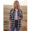 image:imageZeagoo Womens Plaid Flannel Shirt Long Sleeve Top Casual Button Down Blouse  Flannel Plaid ShirtCotton FabricLoose Fit BlouseBusiness Casual Outfits2026 Fashion Fall Western Shacket JacketBlack White