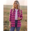 image:imageZeagoo Womens Plaid Flannel Shirt Long Sleeve Top Casual Button Down Blouse  Flannel Plaid ShirtCotton FabricLoose Fit BlouseBusiness Casual Outfits2026 Fashion Fall Western Shacket JacketHot Pink