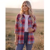 image:imageZeagoo Womens Plaid Flannel Shirt Long Sleeve Top Casual Button Down Blouse  Flannel Plaid ShirtCotton FabricLoose Fit BlouseBusiness Casual Outfits2026 Fashion Fall Western Shacket JacketRed Blue