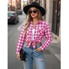 image:imageZeagoo Womens Plaid Flannel Shirt Long Sleeve Top Casual Button Down Blouse  Flannel Plaid ShirtCotton FabricLoose Fit BlouseBusiness Casual Outfits2026 Fashion Fall Western Shacket Jacket1rose