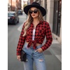 image:imageZeagoo Womens Plaid Flannel Shirt Long Sleeve Top Casual Button Down Blouse  Flannel Plaid ShirtCotton FabricLoose Fit BlouseBusiness Casual Outfits2026 Fashion Fall Western Shacket Jacket1red