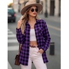 image:imageZeagoo Womens Plaid Flannel Shirt Long Sleeve Top Casual Button Down Blouse  Flannel Plaid ShirtCotton FabricLoose Fit BlouseBusiness Casual Outfits2026 Fashion Fall Western Shacket JacketPurple Black