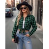 image:imageZeagoo Womens Plaid Flannel Shirt Long Sleeve Top Casual Button Down Blouse  Flannel Plaid ShirtCotton FabricLoose Fit BlouseBusiness Casual Outfits2026 Fashion Fall Western Shacket Jacket1green