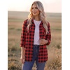 image:imageZeagoo Womens Plaid Flannel Shirt Long Sleeve Top Casual Button Down Blouse  Flannel Plaid ShirtCotton FabricLoose Fit BlouseBusiness Casual Outfits2026 Fashion Fall Western Shacket Jacket1red