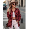 image:imageZeagoo Womens Plaid Flannel Shirt Long Sleeve Top Casual Button Down Blouse  Flannel Plaid ShirtCotton FabricLoose Fit BlouseBusiness Casual Outfits2026 Fashion Fall Western Shacket Jacket1red