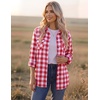 image:imageZeagoo Womens Plaid Flannel Shirt Long Sleeve Top Casual Button Down Blouse  Flannel Plaid ShirtCotton FabricLoose Fit BlouseBusiness Casual Outfits2026 Fashion Fall Western Shacket Jacket1watermelon Red
