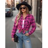 image:imageZeagoo Womens Plaid Flannel Shirt Long Sleeve Top Casual Button Down Blouse  Flannel Plaid ShirtCotton FabricLoose Fit BlouseBusiness Casual Outfits2026 Fashion Fall Western Shacket JacketHot Pink