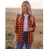 image:imageZeagoo Womens Plaid Flannel Shirt Long Sleeve Top Casual Button Down Blouse  Flannel Plaid ShirtCotton FabricLoose Fit BlouseBusiness Casual Outfits2026 Fashion Fall Western Shacket JacketOrange Black