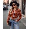 image:imageZeagoo Womens Plaid Flannel Shirt Long Sleeve Top Casual Button Down Blouse  Flannel Plaid ShirtCotton FabricLoose Fit BlouseBusiness Casual Outfits2026 Fashion Fall Western Shacket JacketOrange Black
