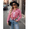 image:imageZeagoo Womens Plaid Flannel Shirt Long Sleeve Top Casual Button Down Blouse  Flannel Plaid ShirtCotton FabricLoose Fit BlouseBusiness Casual Outfits2026 Fashion Fall Western Shacket Jacket1watermelon Red