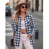 image:imageZeagoo Womens Plaid Flannel Shirt Long Sleeve Top Casual Button Down Blouse  Flannel Plaid ShirtCotton FabricLoose Fit BlouseBusiness Casual Outfits2026 Fashion Fall Western Shacket JacketDark Blue