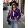 image:imageZeagoo Womens Plaid Flannel Shirt Long Sleeve Top Casual Button Down Blouse  Flannel Plaid ShirtCotton FabricLoose Fit BlouseBusiness Casual Outfits2026 Fashion Fall Western Shacket JacketPurple Black