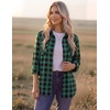 image:imageZeagoo Womens Plaid Flannel Shirt Long Sleeve Top Casual Button Down Blouse  Flannel Plaid ShirtCotton FabricLoose Fit BlouseBusiness Casual Outfits2026 Fashion Fall Western Shacket Jacket1green