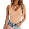image:imageZeagoo Womens Double Lined V Neck Tank Tops Summer Slim Fit Outfits  Casual Basic Layering Tank Tops Sleeveless Tops For Women Cute Going Out Tops Womens Summer Tops Women Fall ClothesTan