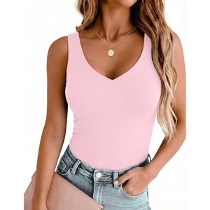 image:imageZeagoo Womens Double Lined V Neck Tank Tops Summer Slim Fit Outfits  Casual Basic Layering Tank Tops Sleeveless Tops For Women Cute Going Out Tops Womens Summer Tops Women Fall ClothesPink