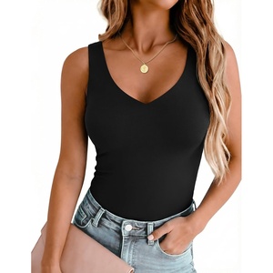 image:imageZeagoo Womens Double Lined V Neck Tank Tops Summer Slim Fit Outfits  Casual Basic Layering Tank Tops Sleeveless Tops For Women Cute Going Out Tops Womens Summer Tops Women Fall ClothesBlack