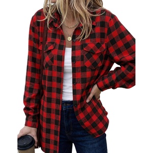 image:imageZeagoo Womens Plaid Flannel Shirt Long Sleeve Top Casual Button Down Blouse  Flannel Plaid ShirtCotton FabricLoose Fit BlouseBusiness Casual Outfits2026 Fashion Fall Western Shacket Jacket1red