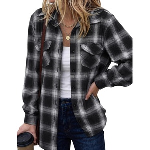 image:imageZeagoo Womens Plaid Flannel Shirt Long Sleeve Top Casual Button Down Blouse  Flannel Plaid ShirtCotton FabricLoose Fit BlouseBusiness Casual Outfits2026 Fashion Fall Western Shacket JacketBlack White