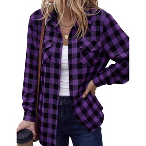 image:imageZeagoo Womens Plaid Flannel Shirt Long Sleeve Top Casual Button Down Blouse  Flannel Plaid ShirtCotton FabricLoose Fit BlouseBusiness Casual Outfits2026 Fashion Fall Western Shacket JacketPurple Black