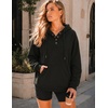 image:imageZeagoo Hoodies for Women Casual Button Collar Drawstring Long Sleeve Hooded Sweatshirt Pullover Tops for Fall Winter 2026A01black