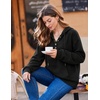 image:imageZeagoo Hoodies for Women Casual Button Collar Drawstring Long Sleeve Hooded Sweatshirt Pullover Tops for Fall Winter 2026A01black