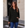 image:imageZeagoo Hoodies for Women Casual Button Collar Drawstring Long Sleeve Hooded Sweatshirt Pullover Tops for Fall Winter 2026A01black