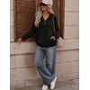 image:imageZeagoo Hoodies for Women Casual Button Collar Drawstring Long Sleeve Hooded Sweatshirt Pullover Tops for Fall Winter 2026A01black
