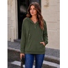 image:imageZeagoo Hoodies for Women Casual Button Collar Drawstring Long Sleeve Hooded Sweatshirt Pullover Tops for Fall Winter 2026Army Green