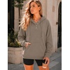 image:imageZeagoo Hoodies for Women Casual Button Collar Drawstring Long Sleeve Hooded Sweatshirt Pullover Tops for Fall Winter 2026Coffee Grey