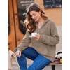 image:imageZeagoo Hoodies for Women Casual Button Collar Drawstring Long Sleeve Hooded Sweatshirt Pullover Tops for Fall Winter 2026Coffee Grey