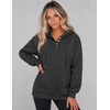 image:imageZeagoo Hoodies for Women Casual Button Collar Drawstring Long Sleeve Hooded Sweatshirt Pullover Tops for Fall Winter 2026Dark Grey