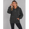 image:imageZeagoo Hoodies for Women Casual Button Collar Drawstring Long Sleeve Hooded Sweatshirt Pullover Tops for Fall Winter 2026Dark Grey