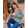 image:imageZeagoo Hoodies for Women Casual Button Collar Drawstring Long Sleeve Hooded Sweatshirt Pullover Tops for Fall Winter 2026Gray Green