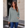 image:imageZeagoo Hoodies for Women Casual Button Collar Drawstring Long Sleeve Hooded Sweatshirt Pullover Tops for Fall Winter 2026Gray Green