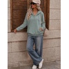 image:imageZeagoo Hoodies for Women Casual Button Collar Drawstring Long Sleeve Hooded Sweatshirt Pullover Tops for Fall Winter 2026Gray Green