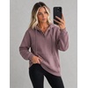 image:imageZeagoo Hoodies for Women Casual Button Collar Drawstring Long Sleeve Hooded Sweatshirt Pullover Tops for Fall Winter 2026Gray Pink