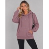 image:imageZeagoo Hoodies for Women Casual Button Collar Drawstring Long Sleeve Hooded Sweatshirt Pullover Tops for Fall Winter 2026Gray Pink