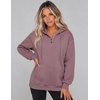image:imageZeagoo Hoodies for Women Casual Button Collar Drawstring Long Sleeve Hooded Sweatshirt Pullover Tops for Fall Winter 2026Gray Pink