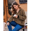 image:imageZeagoo Hoodies for Women Casual Button Collar Drawstring Long Sleeve Hooded Sweatshirt Pullover Tops for Fall Winter 2026Leopard Print