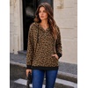 image:imageZeagoo Hoodies for Women Casual Button Collar Drawstring Long Sleeve Hooded Sweatshirt Pullover Tops for Fall Winter 2026Leopard Print
