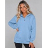 image:imageZeagoo Hoodies for Women Casual Button Collar Drawstring Long Sleeve Hooded Sweatshirt Pullover Tops for Fall Winter 2026Light Blue