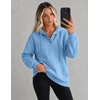 image:imageZeagoo Hoodies for Women Casual Button Collar Drawstring Long Sleeve Hooded Sweatshirt Pullover Tops for Fall Winter 2026Light Blue