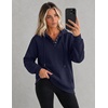 image:imageZeagoo Hoodies for Women Casual Button Collar Drawstring Long Sleeve Hooded Sweatshirt Pullover Tops for Fall Winter 2026Navy