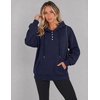 image:imageZeagoo Hoodies for Women Casual Button Collar Drawstring Long Sleeve Hooded Sweatshirt Pullover Tops for Fall Winter 2026Navy