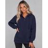 image:imageZeagoo Hoodies for Women Casual Button Collar Drawstring Long Sleeve Hooded Sweatshirt Pullover Tops for Fall Winter 2026Navy