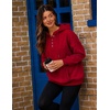image:imageZeagoo Hoodies for Women Casual Button Collar Drawstring Long Sleeve Hooded Sweatshirt Pullover Tops for Fall Winter 2026Red