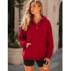 image:imageZeagoo Hoodies for Women Casual Button Collar Drawstring Long Sleeve Hooded Sweatshirt Pullover Tops for Fall Winter 2026Red