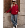 image:imageZeagoo Hoodies for Women Casual Button Collar Drawstring Long Sleeve Hooded Sweatshirt Pullover Tops for Fall Winter 2026Red
